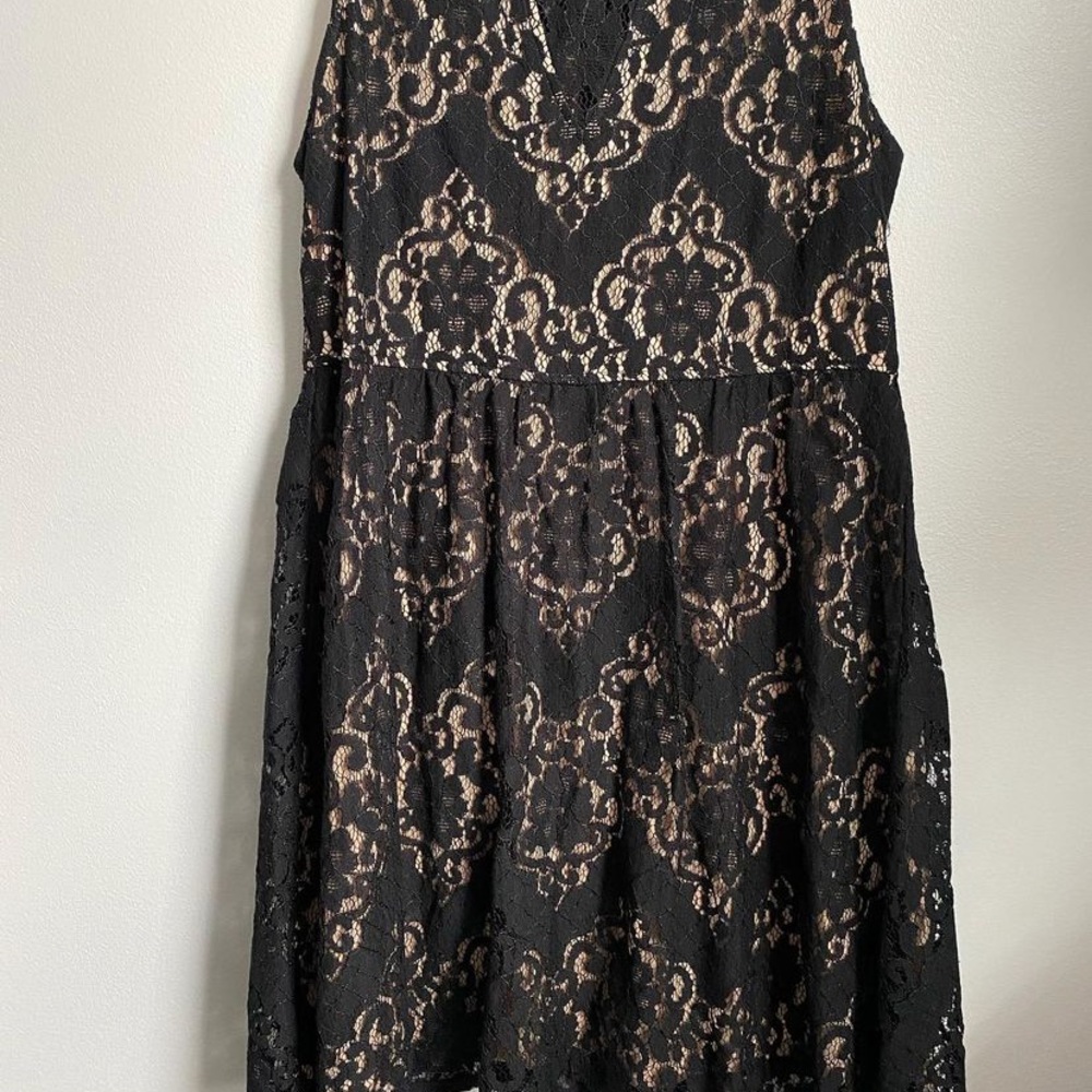 Black eyelet midi dress